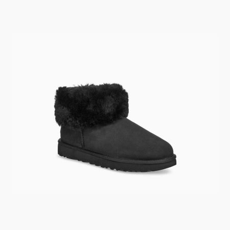 UGG Classic Mini Fluff Black Boots for Women (EMOV18359)